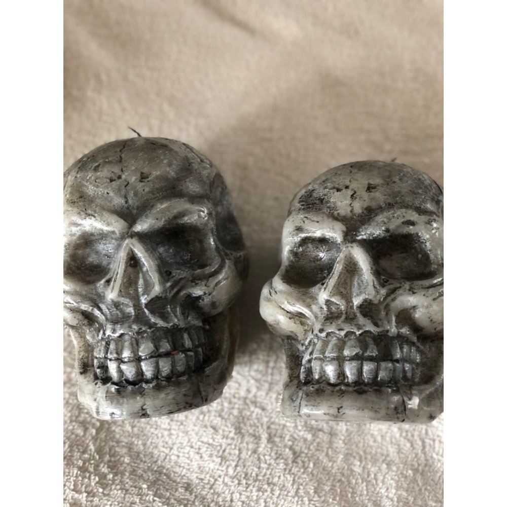 2 life size wax 7” skull candles